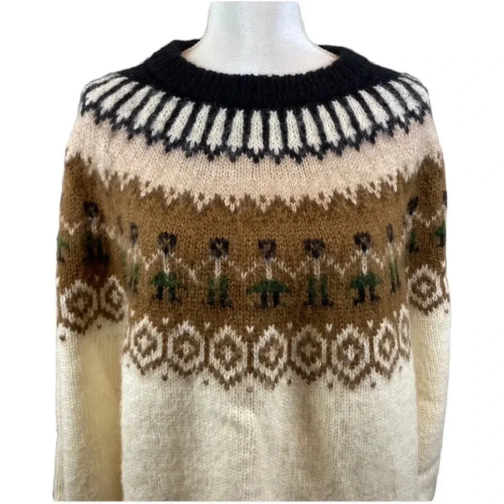 Vintage Peruvian Handmade‎ Alpaca Sweater Traditional Knit Design - Picture 2 of 10